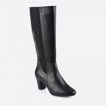 Black High Boots in Leather for Woman - BATEAU