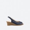 Peep toes bleu marine en cuir pour Femme - ALBA