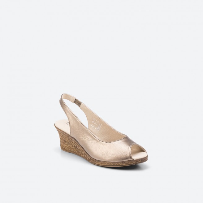 Gold Peep toes in Leather for Woman - ALBA
