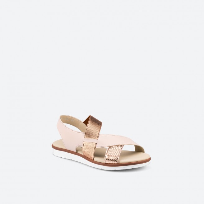 Salmon Sandals in Leather for Woman - TUNNEL