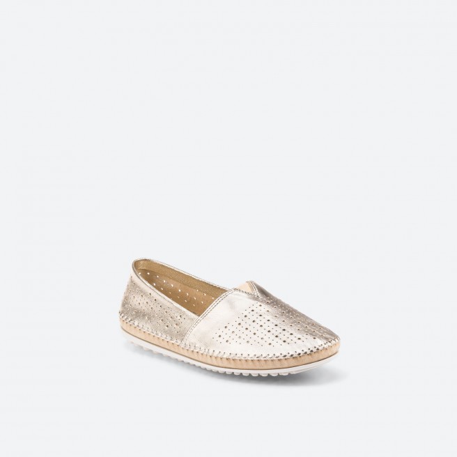 Gold Moccasins in Leather for Woman - ZEN CAMPING PERF