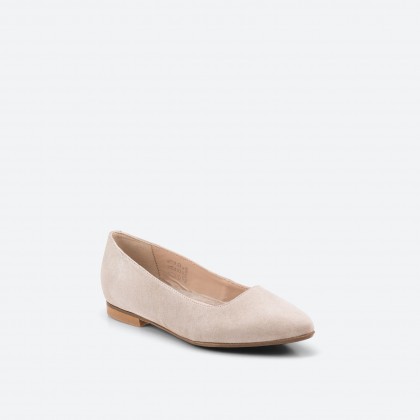 Beige Ballerinas in Leather for Woman - POINTY BALLET