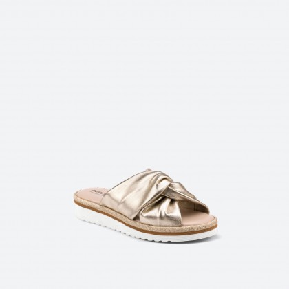 Gold leder Mules fr Damen - GRIP