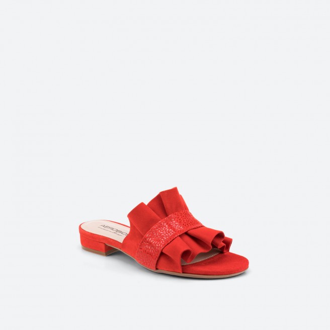 Red Mules in Leather for Woman - VORTEX