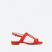 Sandales rouges en cuir pour Femme - VOX