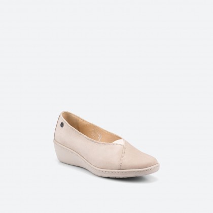 Beige Ballerinas in Leather for Woman - OLED