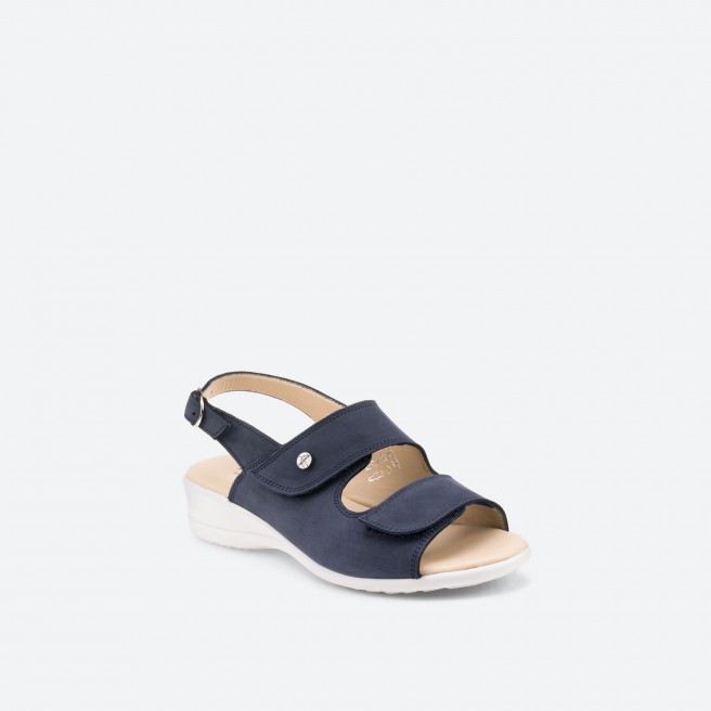 Navy Sandals in Leather for Woman - COMMAND