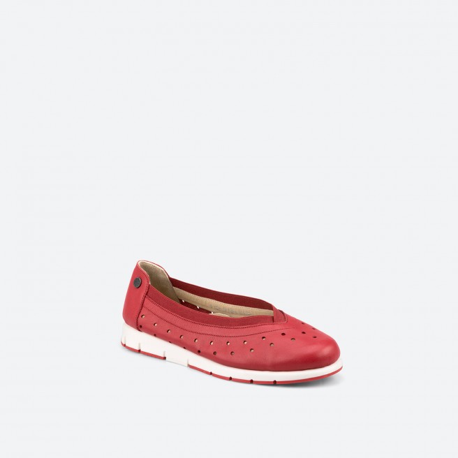 Red Ballerinas in Leather for Woman - FRET PERF