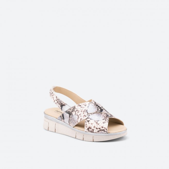 Silver Sandals in Leather for Woman - INCA