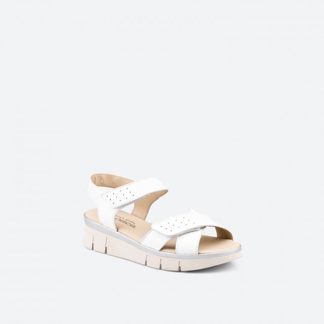 White Sandals in Leather for Woman - INK