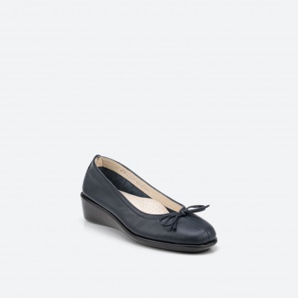 Navy Ballerinas in Leather for Woman - BONNIE