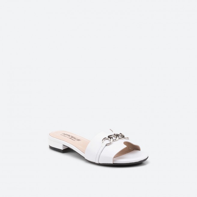 White Mules in Leather for Woman - VOLARE
