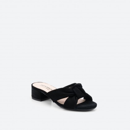 schwarze leder Mules fr Damen - FINK