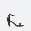 Black Sandals in Leather for Woman - VAIL