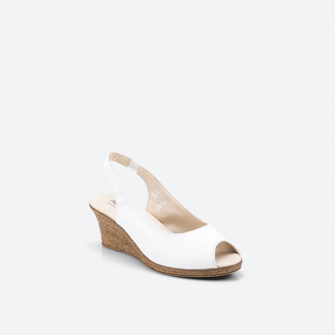 Peep toes blanches en cuir pour Femme - ALBA