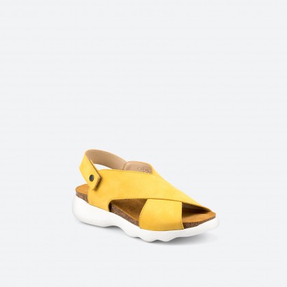 Yellow Sandals in Leather for Woman - DRAGON